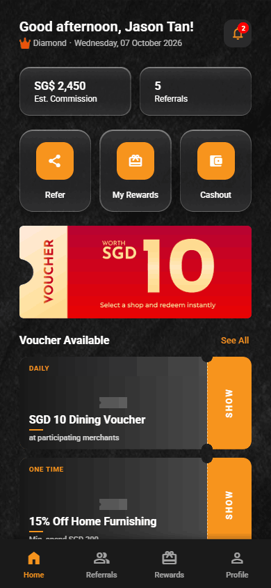 The FT2 Club app home screen